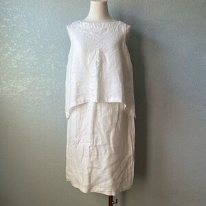Minimalist White Linen Shift Dress Layered Pure Jill Coastal Lagenlook XS